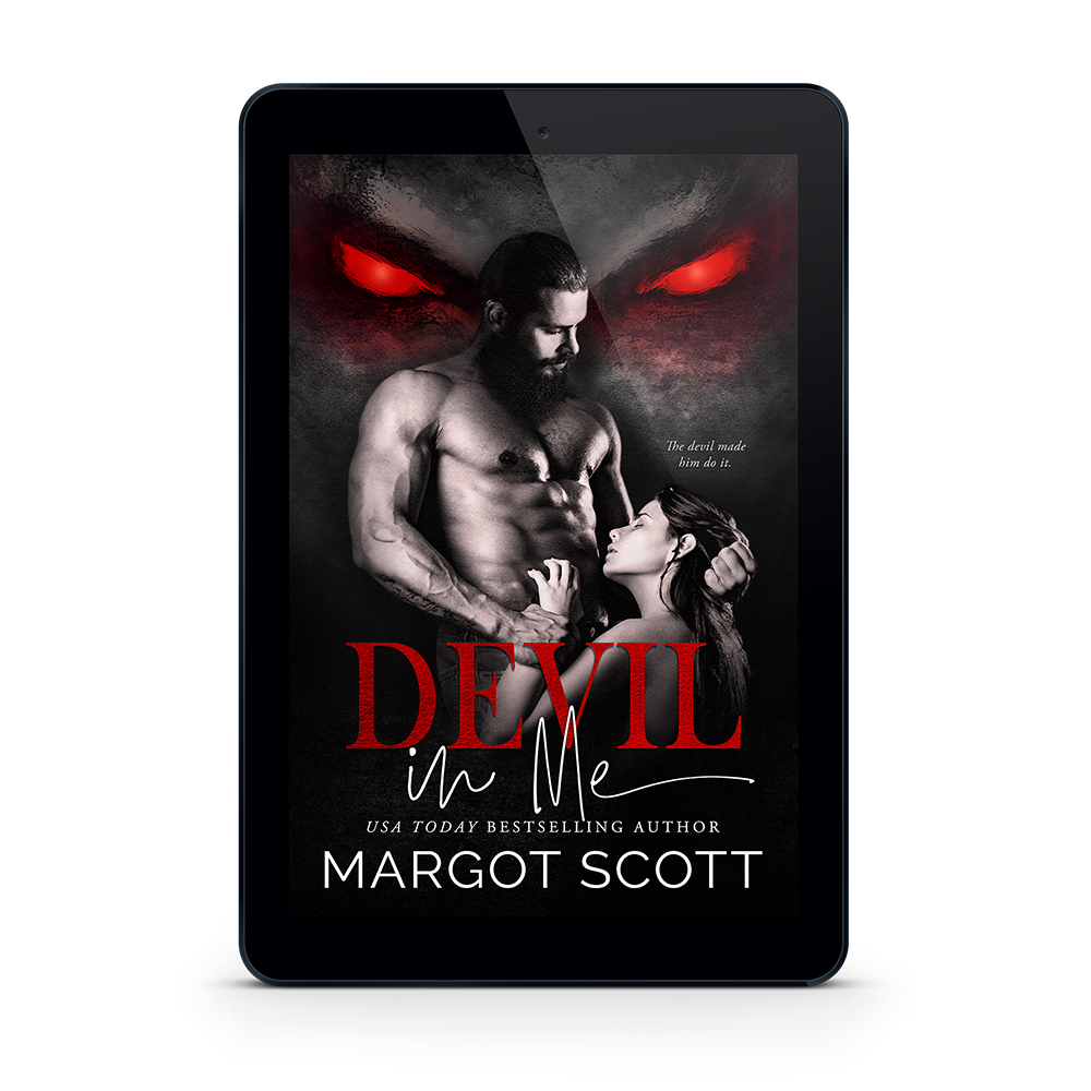 A tablet showcasing the ebook Devil in Me by Margot Scott